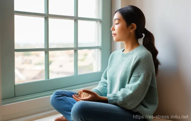 스트레스 해소를 위한 명상 - **Prompt: Cultivating Inner Serenity and Mental Clarity**
    "A person in their mid-30s, gender-neu...