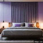 스트레스 해소를 위한 수면 패턴 조정 - A cozy, modern bedroom designed as a sleep sanctuary for a Spanish-speaking user, featuring blackout...